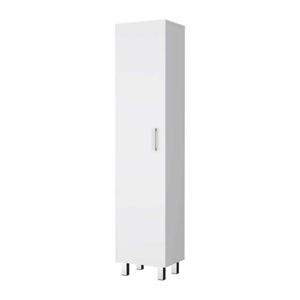 Amucolo 15.7 in. W x 12.3 in. D x 71 in. H White Tall Storage Linen Cabinet, Single Door with Broom Hangers (1)