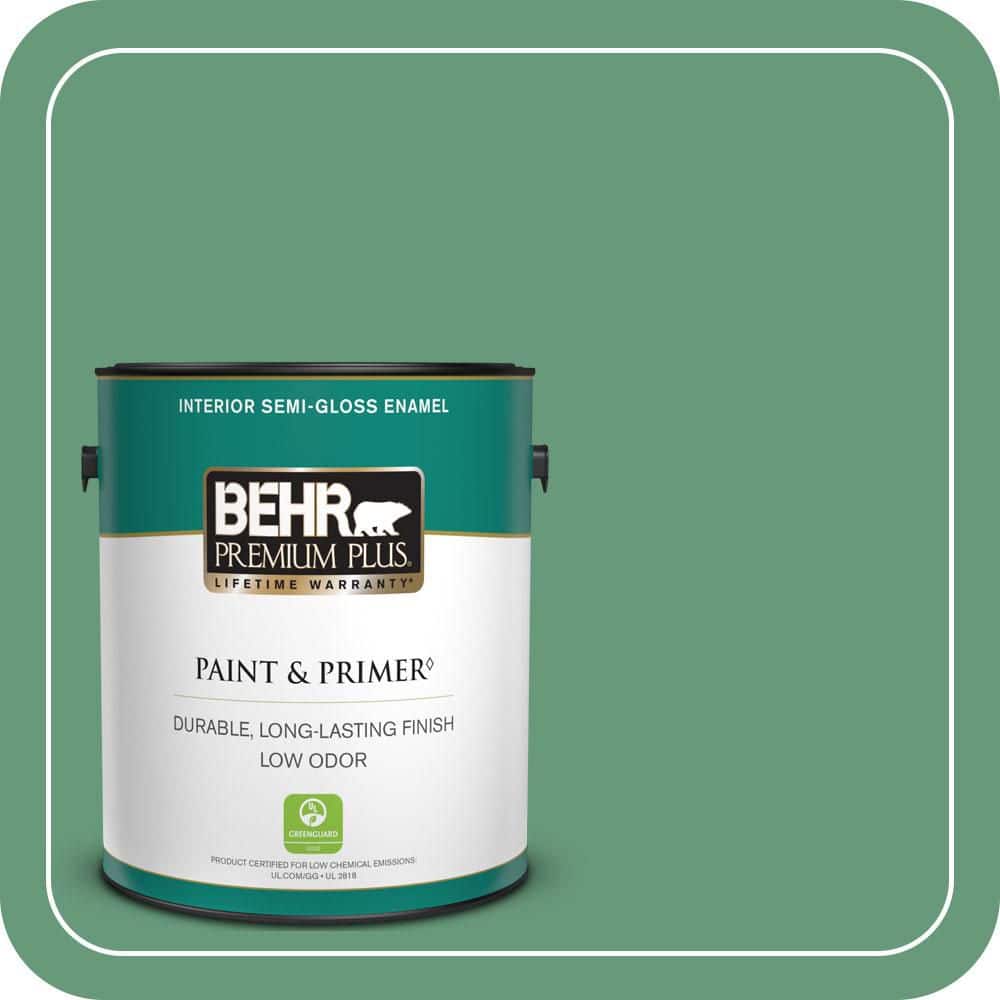 BEHR PREMIUM PLUS 1 gal. #470D-5 Herbal Semi-Gloss Enamel Low Odor Interior Paint & Primer