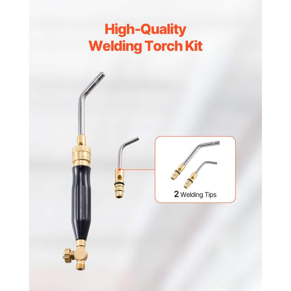 VEVOR Air Acetylene Torch Kit, Acetylene Gas Welding Tool with 149 in. Hose, 2-Welding Tips, CGA200 Regulator and Torch Handle (3)