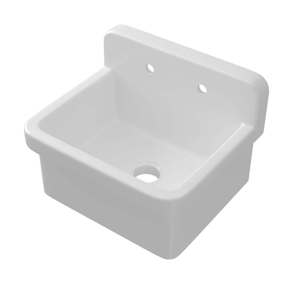 Zeafive High Back 10 Gal. 24 in. W x 20 in. D x 17 in. H Wall Mount Laundry/Utility Sinks in White with Accessory (1)