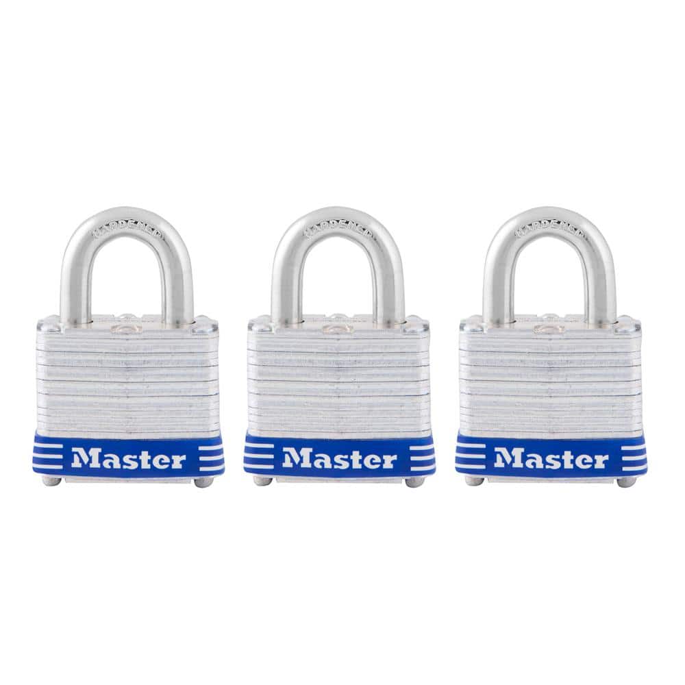 Master Lock Outdoor Padlock with Key, 1-9/16 in. Wide, 3 Pack