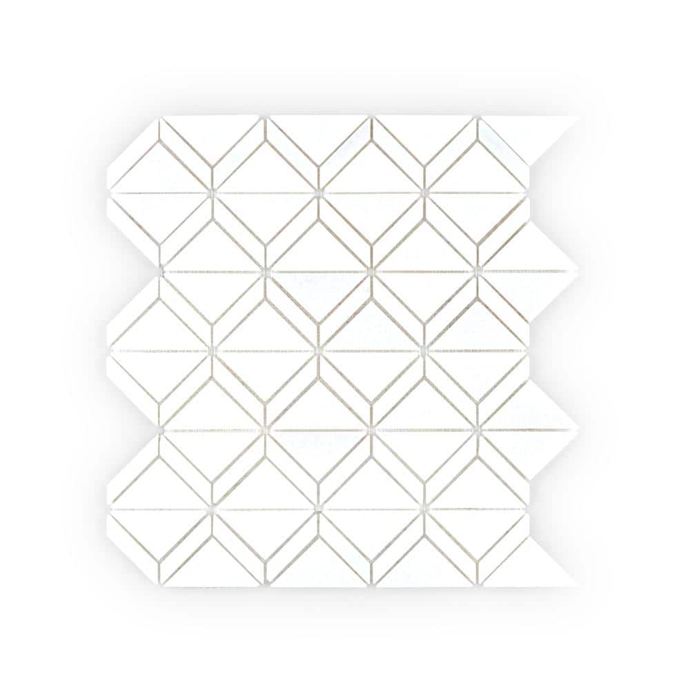 Jeffrey Court Marquee Star White 12.625 in. x 11.5 in. Triangle Polished Marble Wall and Floor Mosaic Tile (1 sq. ft./Each) (1)