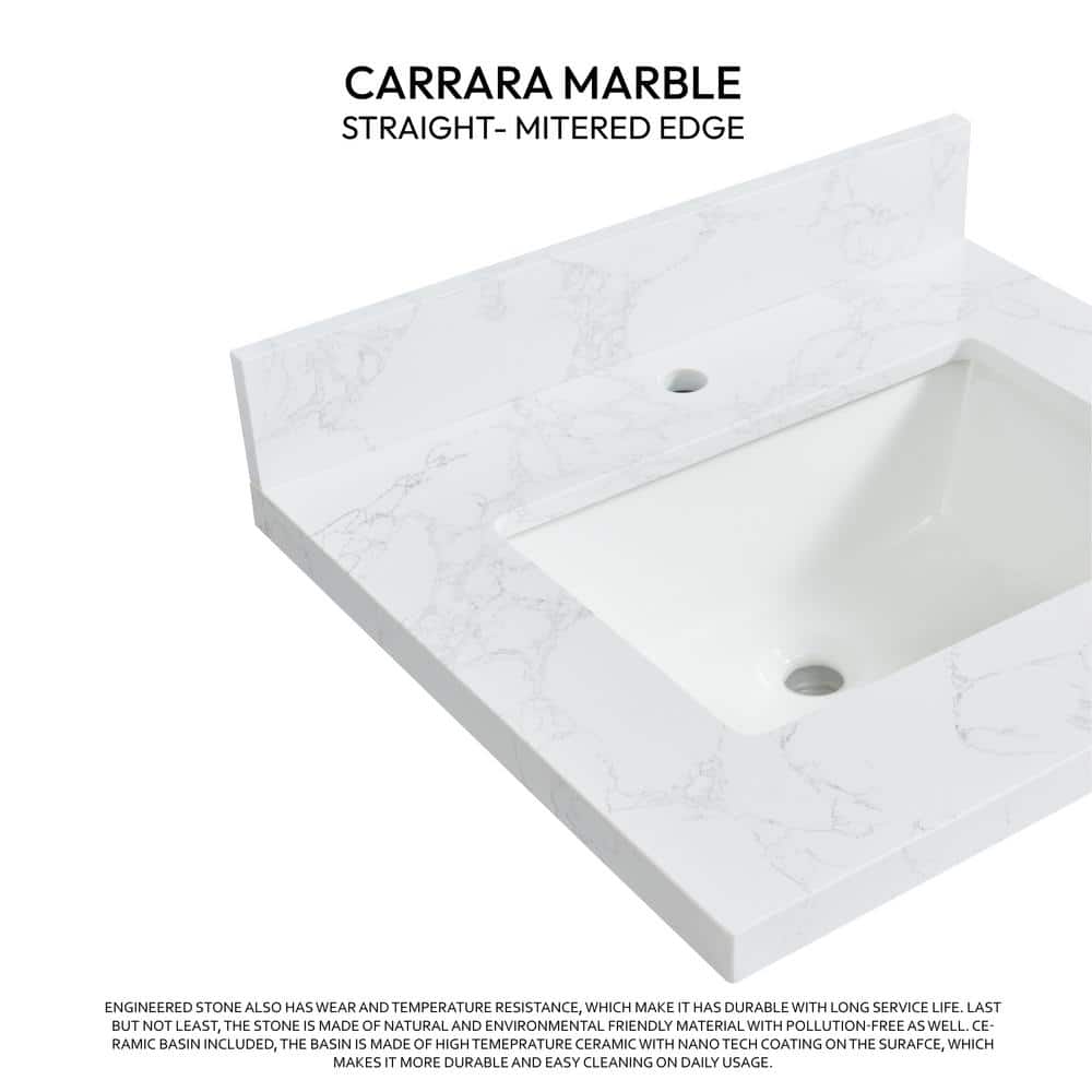 ROSWELL Malaga 25 in. W 22 in. D Engineered Stone Composite Rectangular Single Sink Vanity Top Grain (4)