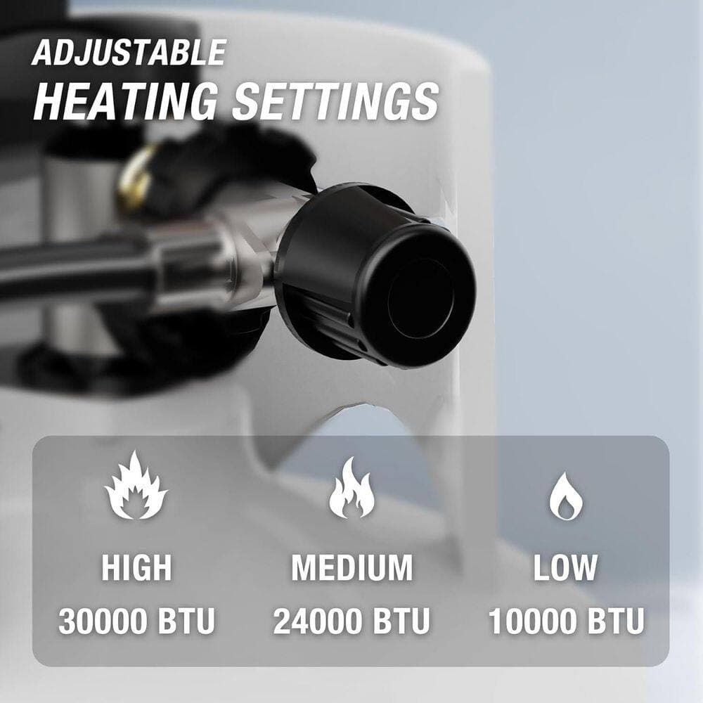 SenQWFa 30000 BTU Propane Patio Heater Dual Head Radiant Gas All-Aluminum Reflector Brass Hose Tip-Over Protection (3)