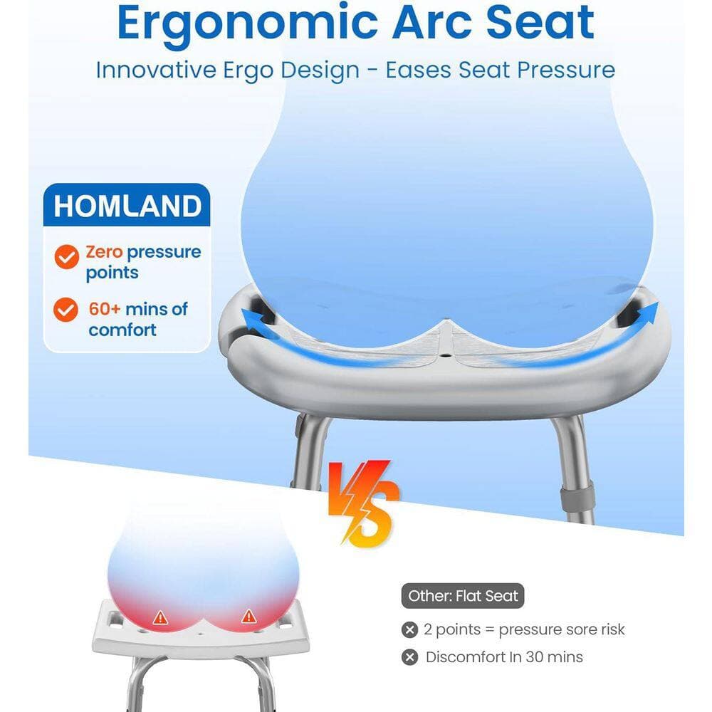 Anqtovp Safe Comfortable and Adjustable 18 Shower Chair for Elderly & Disabled 350 lbs. Capacity Freestanding with Back in Gray (3)