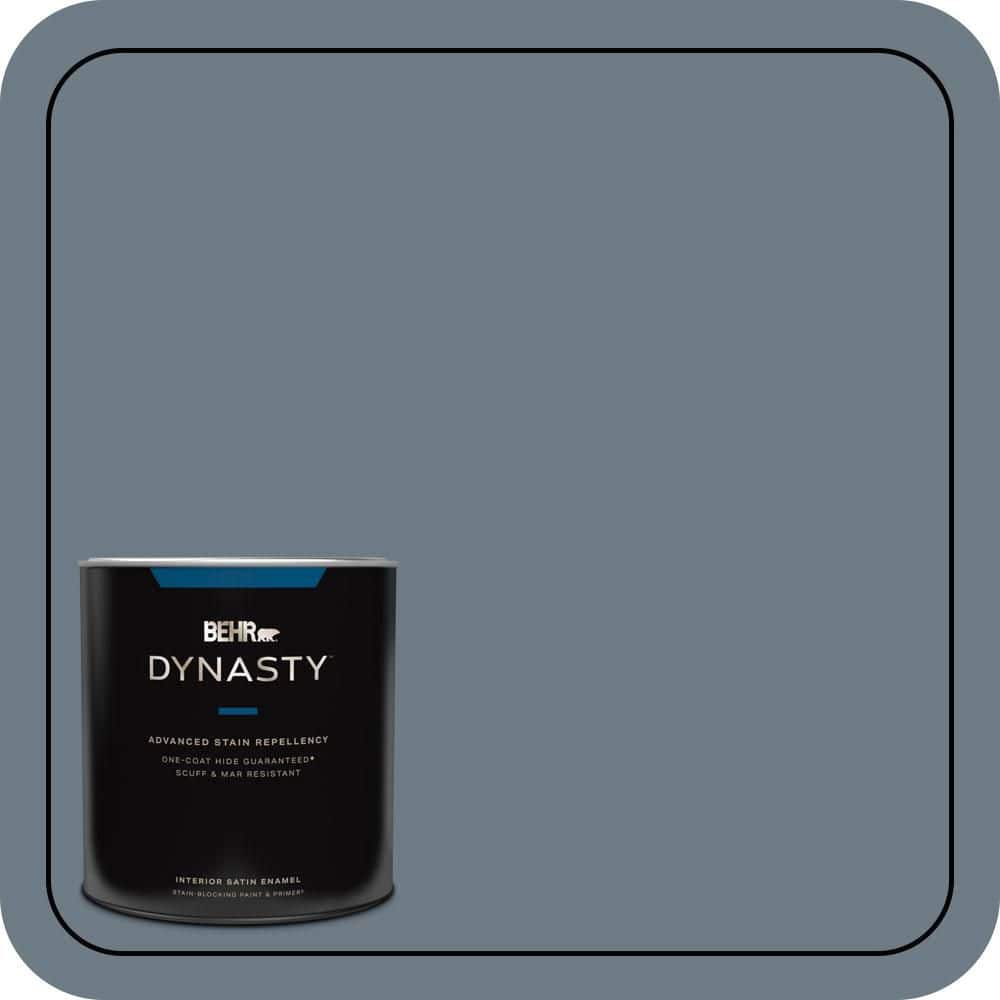 BEHR DYNASTY 1 qt. #N490-5 Charcoal Blue One-Coat Hide Satin Enamel Interior Stain-Blocking Paint and Primer
