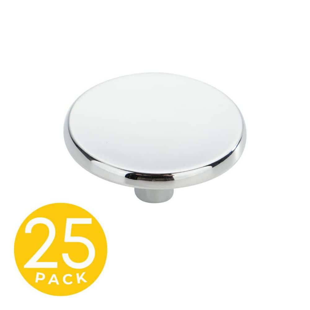 Sapphire Flat Style 1.5 in. Modern Round Polished Chrome Cabinet Knob (25-Pack)