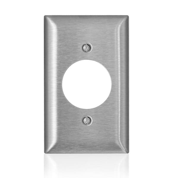Leviton 1-Gang C-Series Single Outlet 1.6 in. Dia Opening Wall Plate, Standard Size, Magnetic Stainless Steel SL721 (2)