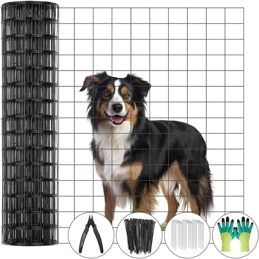 KIWDZFU PVC Coated Welded Wire Fence 36 in. 14-Gauge Galvanized Vinyl Mesh Roll for Outdoor Garden Yard Animal Protection (3)