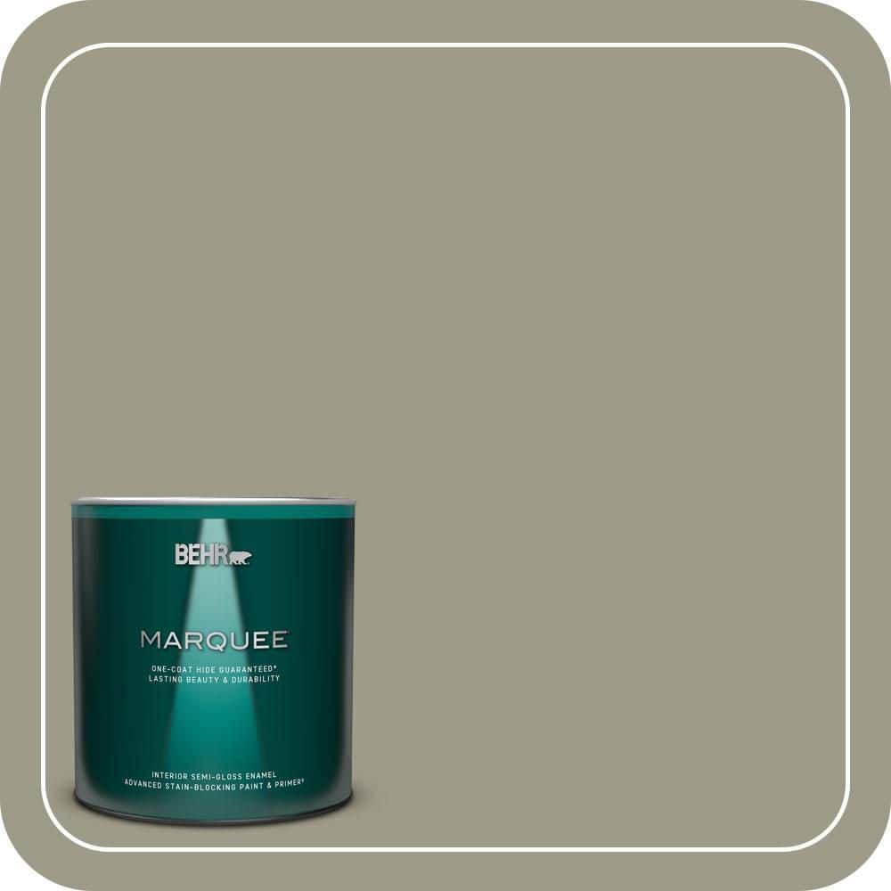 BEHR MARQUEE 1 qt. #MQ6-26 Milk Thistle One-Coat Hide Semi-Gloss Enamel Interior Paint & Primer