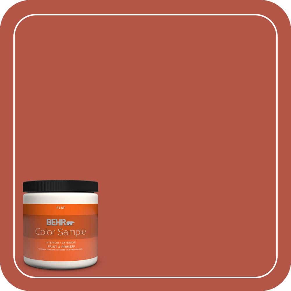 BEHR PREMIUM PLUS 8 oz. #T17-18 Hot and Spicy Flat Interior/Exterior Paint & Primer Color Sample