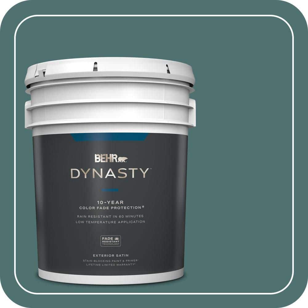 BEHR DYNASTY 5 gal. #S440-6 Tealish Satin Enamel Exterior Stain-Blocking Paint & Primer