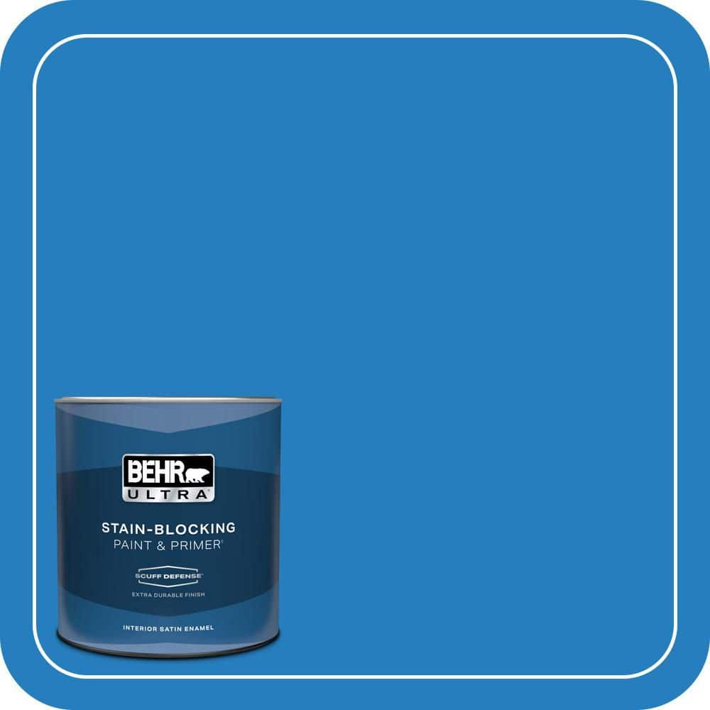 BEHR ULTRA 1 qt. #P510-6 Brilliant Blue Extra Durable Satin Enamel Interior Paint & Primer (1)