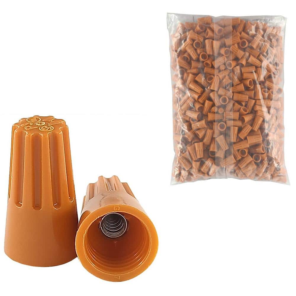 Lukyamzn 500PCS Electrical Wire End Connector Ribbed Caps, Small Twist-on Wire Nut and 22-14 AWG HS P3 Type Screw Terminal Orange (1)