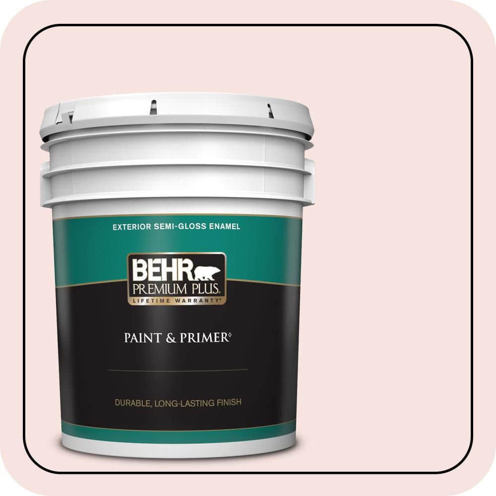BEHR PREMIUM PLUS 5 gal. #RD-W02 Candy Floss Semi-Gloss Enamel Exterior Paint & Primer