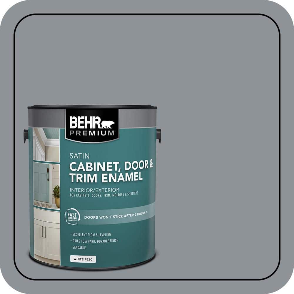BEHR PREMIUM 1 gal. #PPU18-04 Dark Pewter Satin Enamel Interior/Exterior Cabinet, Door & Trim Paint
