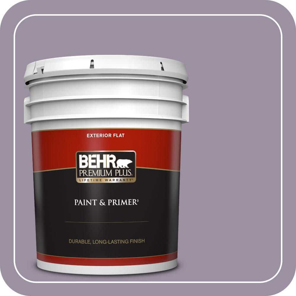 BEHR PREMIUM PLUS 5 gal. #660F-5 Amethyst Phlox Flat Exterior Paint & Primer