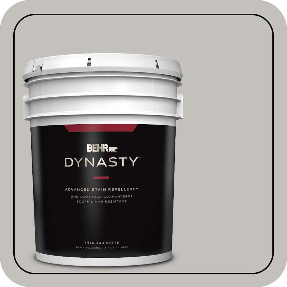BEHR DYNASTY 5 gal. #QE-50 Gull Gray Matte Interior Stain-Blocking Paint & Primer