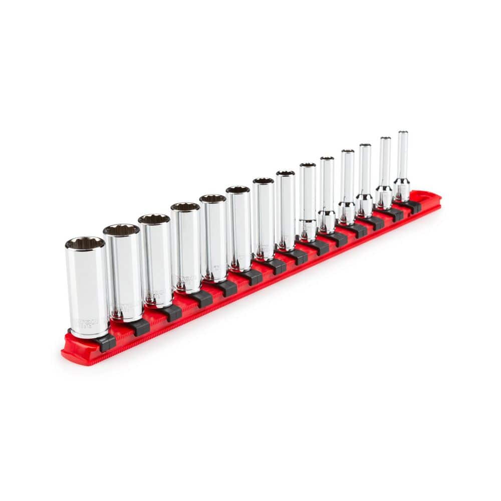 TEKTON 1/4 in. Drive Deep 12-Point Socket Set, (14-Piece) (4-15 mm)