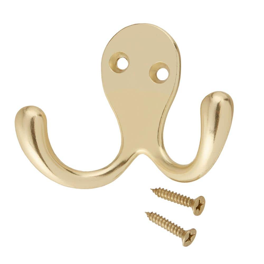Everbilt J-Hook Robe/Towel Hook Double Hook in Satin Brass