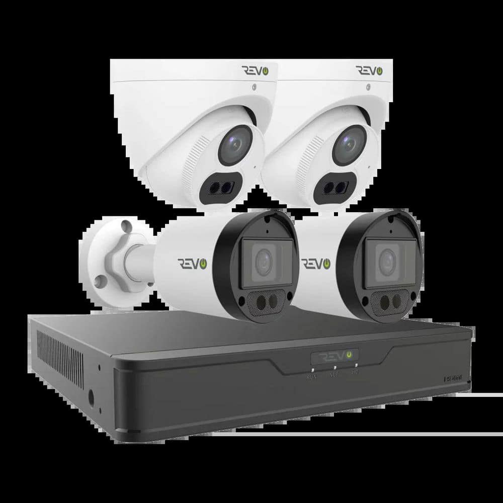 Revo Hybrid Series 4K 8CH Wired DVR Smart Security System with 2TB HDD & 4x True 4K Indoor/Outdoor IR Cameras (1)