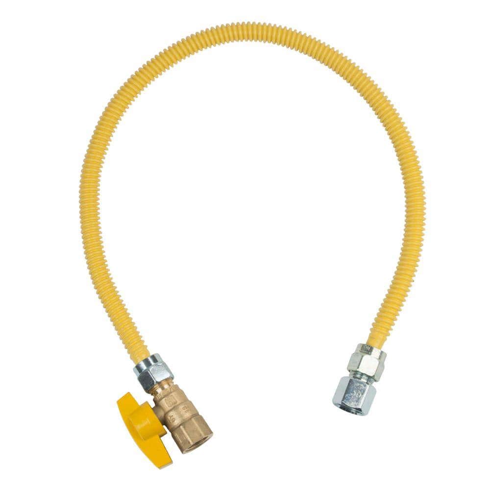 BrassCraft ProCoat 1/2 in. FIP x 1/2 in. FIP Gas Ball Valve x 30 in. Stainless Steel Gas Connector 1/2 in. O.D. (77,100 BTU)