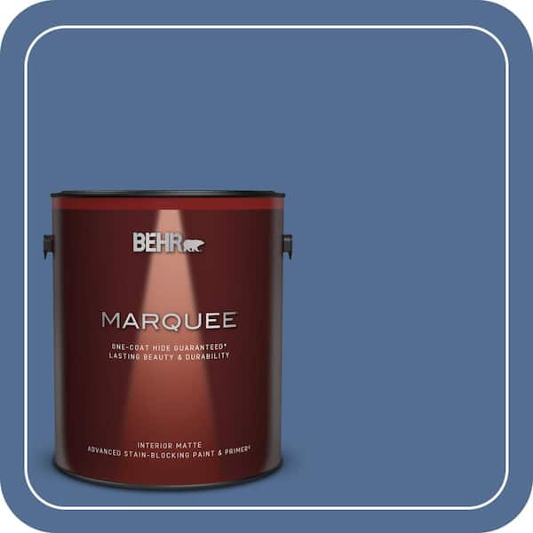 BEHR MARQUEE 1 gal. #M530-6 Charter Blue One-Coat Hide Matte Interior Paint & Primer (2)