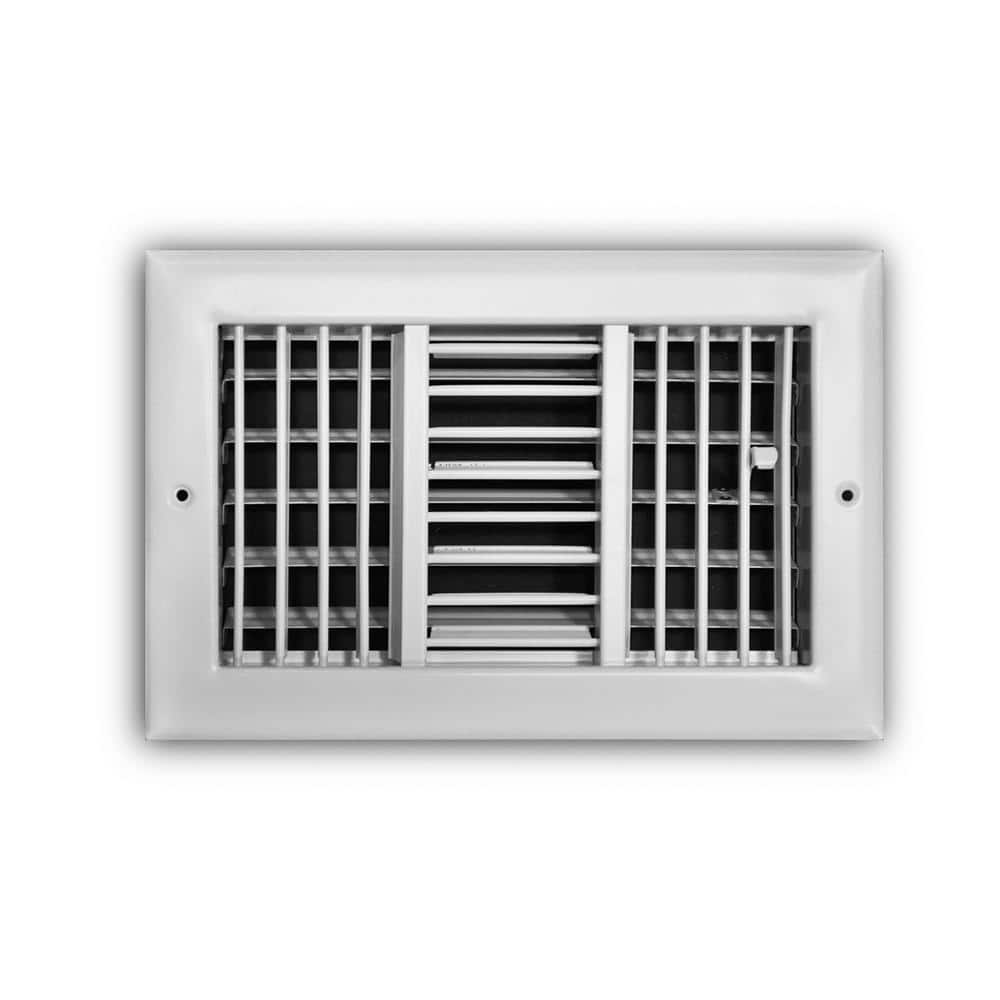 Everbilt 10 in. x 6 in. 3-Way Steel Adjustable Bar Type Wall/Ceiling Register in White (1)
