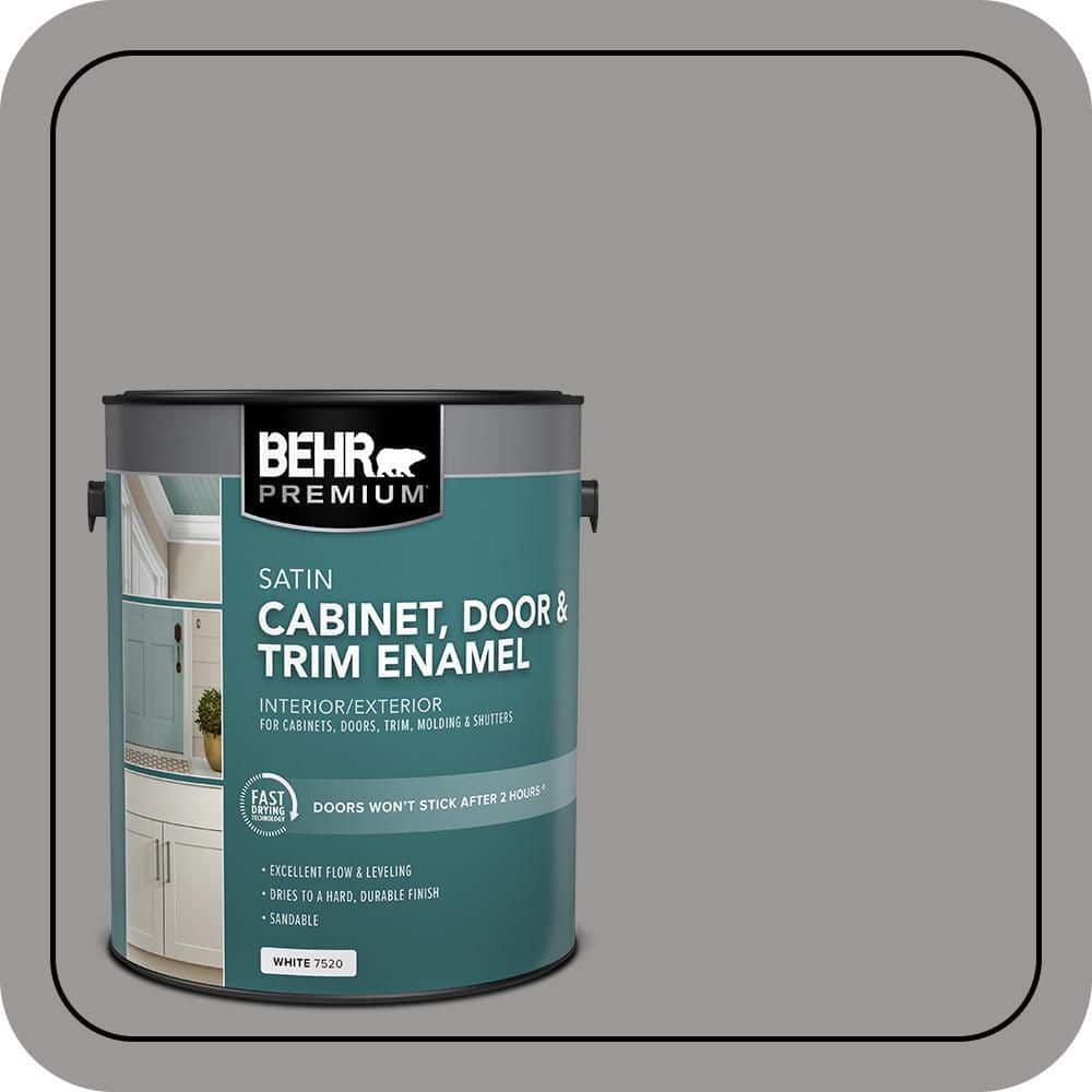 BEHR PREMIUM 1 gal. #HDC-NT-10A Dolphin Gray Satin Enamel Interior/Exterior Cabinet, Door & Trim Paint (1)
