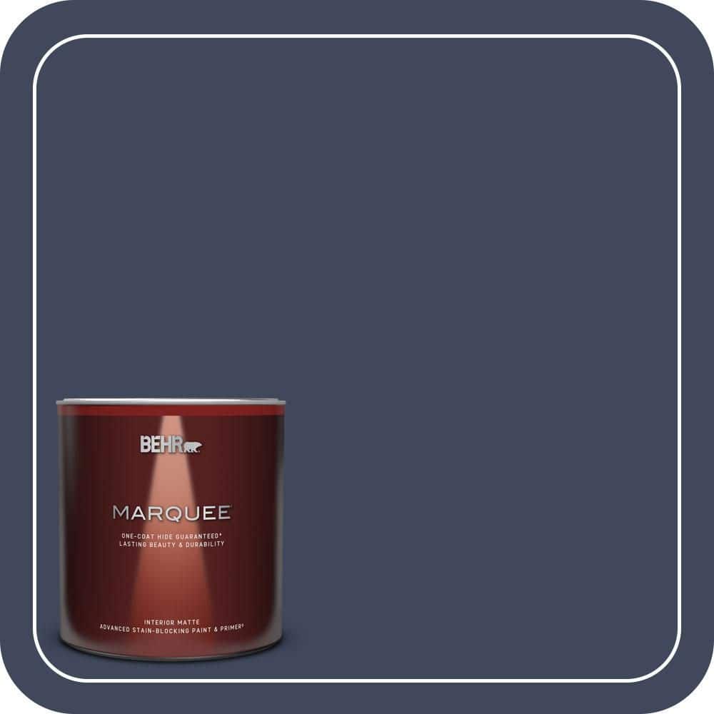 BEHR MARQUEE 1 qt. #S530-7 Dark Navy Matte Interior Paint & Primer