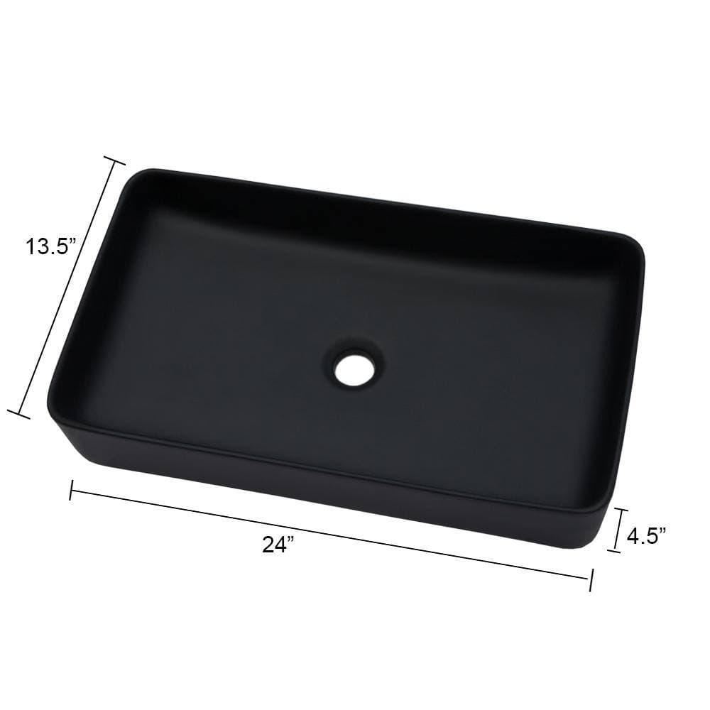 Unbranded 24x13.5 in. Modern Black Ceramic Rectangular Bathroom Vessel Sink with European Design (3)