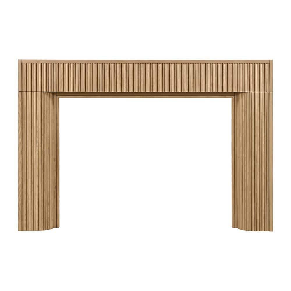 Modern Ember Hazel 72 in. x 54 in. Overall Dims Full Surround Fireplace Wood Mantel 48 in. x 42 in. Interior Opening in Blonde Stain