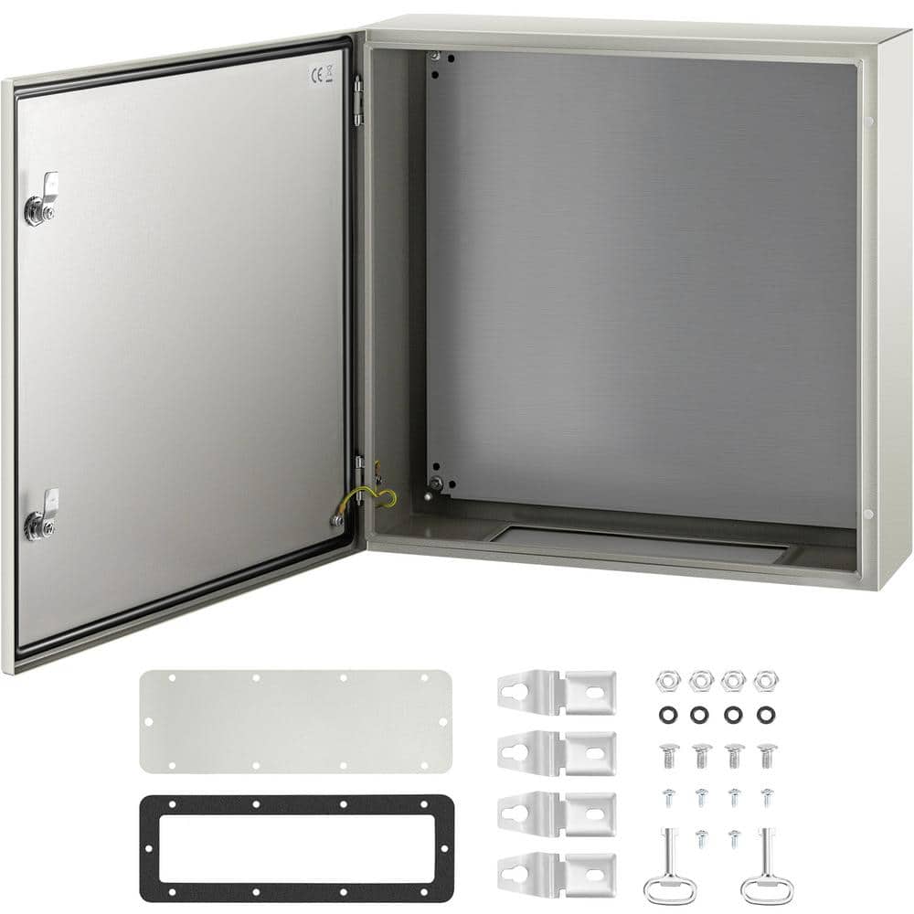 VEVOR Electrical Enclosure Box 24 in. x 24 in. x 8 in. NEMA 4X Cabon Steel Waterproof Junction Box With Mounting Plate