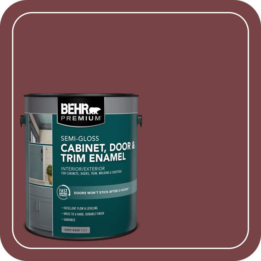 BEHR PREMIUM 1 gal. #PFC-04 Tile Red Semi-Gloss Enamel Interior/Exterior Cabinet, Door & Trim Paint
