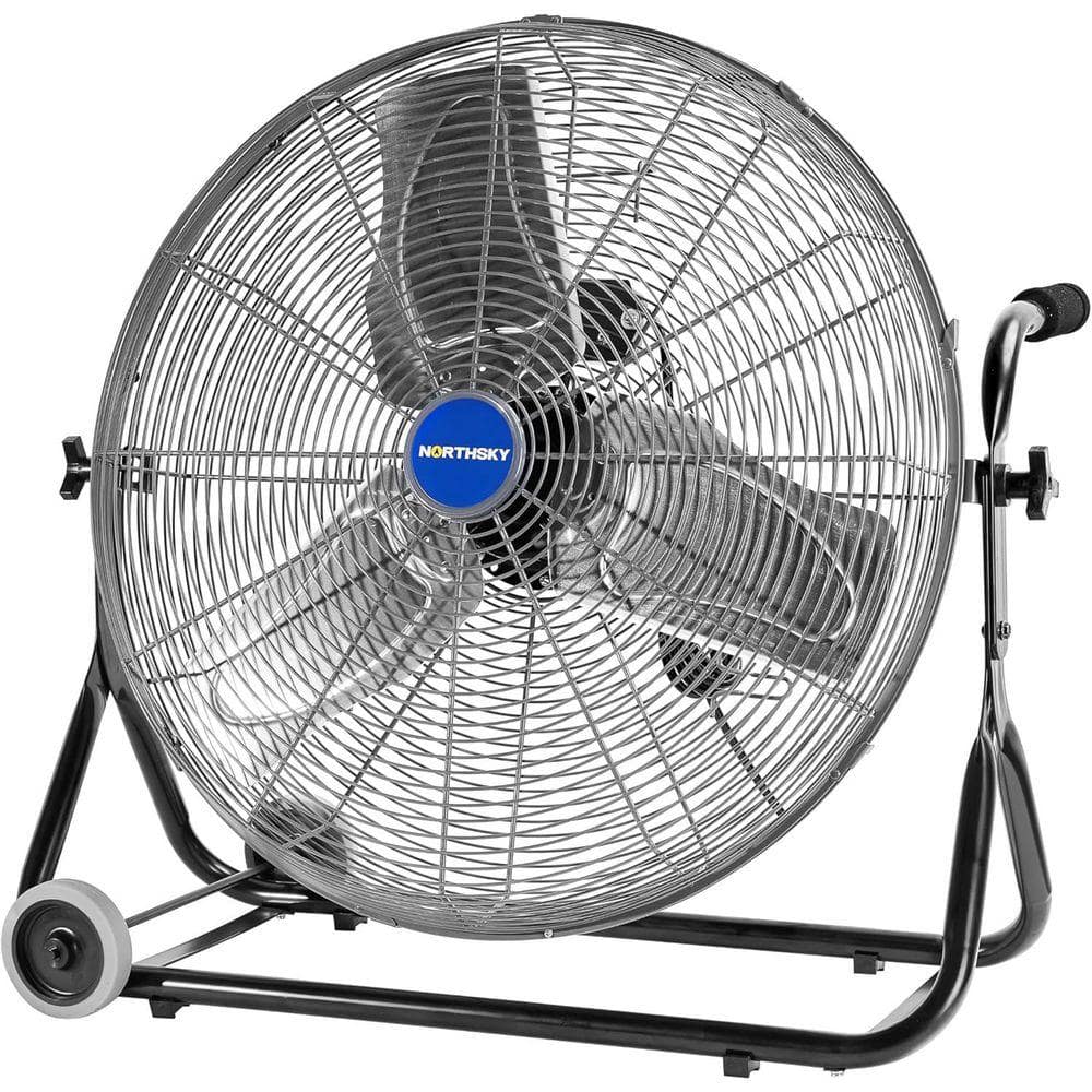 Stbine 24 in. 3-Speeds Heavy Duty Floor Fan In Black, Max 4,950 CFM, 360° Head Hit, for Manufacture, Construction, Warehousing (1)