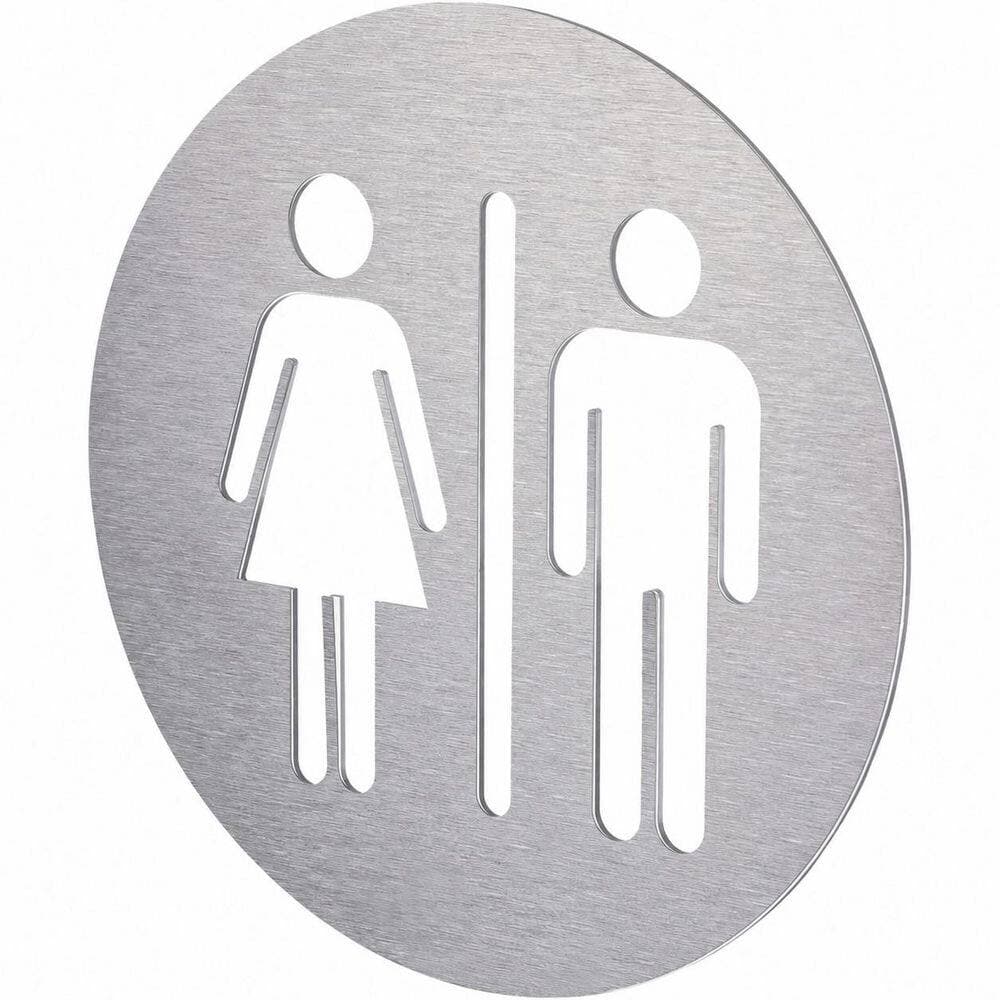 LAIFUCAM 1 Pack Square Aluminum Finish Restroom Door Sign Unisex Bathroom Wall Decor Adhesive Backed for Office Home (2)