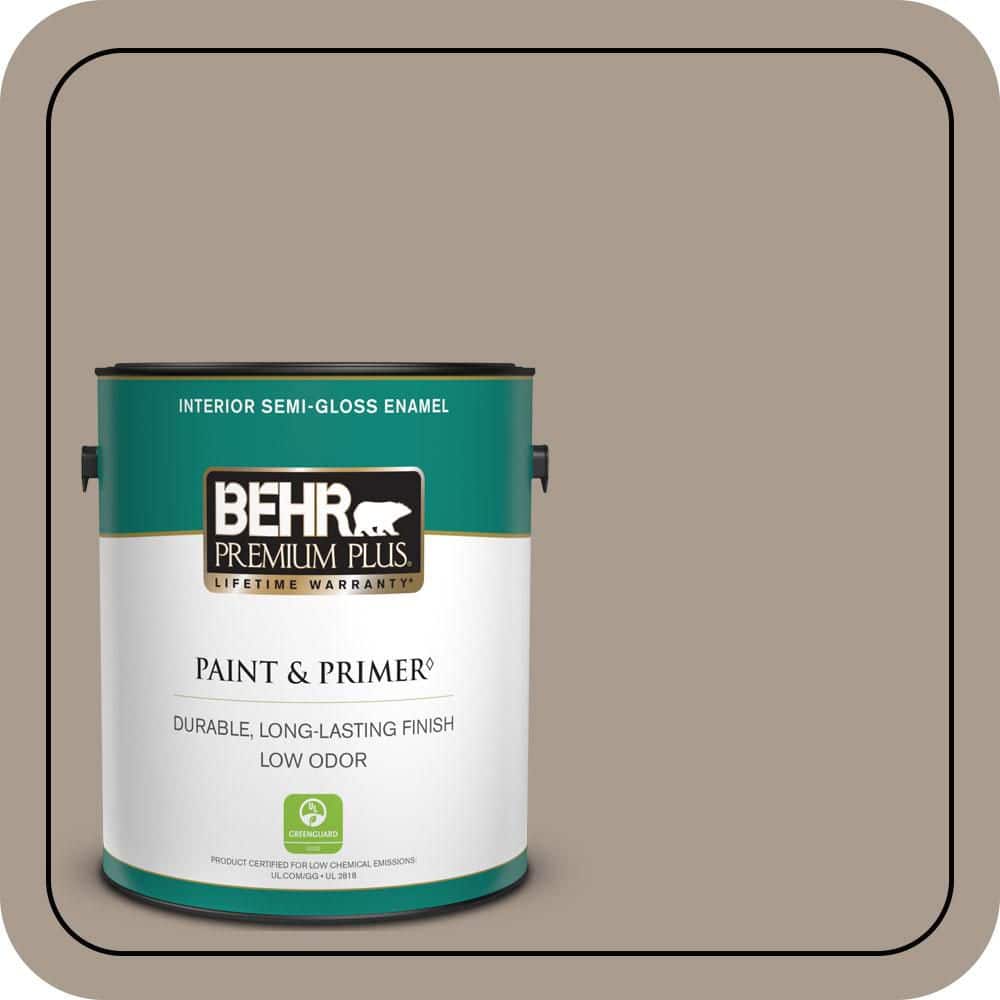 BEHR PREMIUM PLUS 1 gal. #N210-4 Espresso Martini Semi-Gloss Enamel Low Odor Interior Paint & Primer