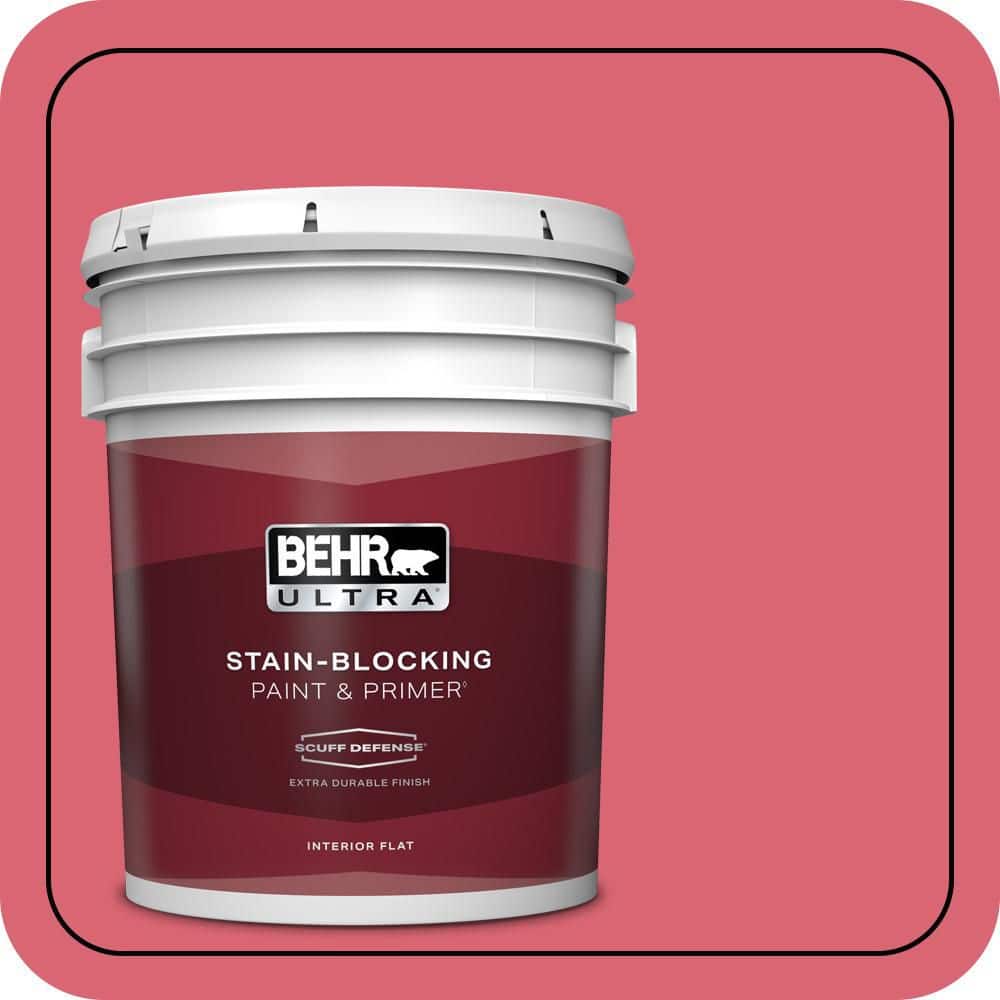 BEHR ULTRA 5 Gal. #P150-5A Strawberry Taffy Extra Durable Flat Interior Paint and Primer