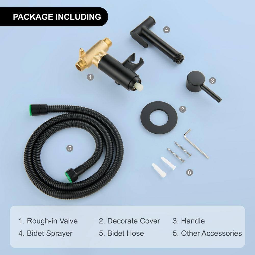 Aurora Decor ALA Single-Handle Bidet Faucet with Sprayer Holder, Solid Brass Hot and cold water T-Valve and Flexible Hose in Black (2)
