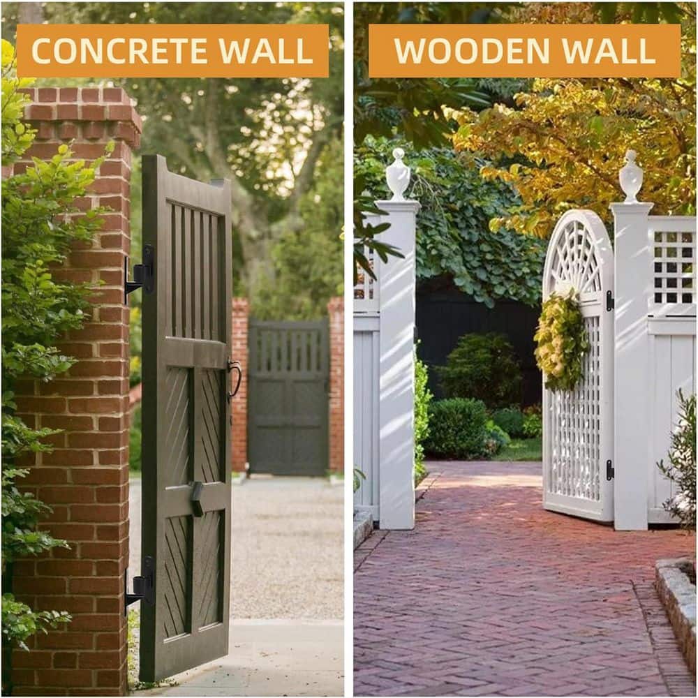 Unbranded Heavy Duty Wall Mount Gate Hinges 4.5 x 1 x 1.8 Black Steel for Wooden or Concrete Fence Gate (4-Pack) (3)