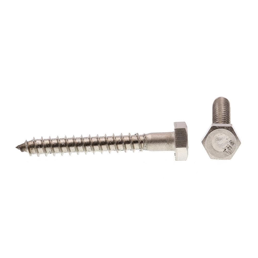 Prime-Line 1/4 in. x 2 in. Hex Drive Hex Head Grade-18 to Grade-8 Stainless Steel Lag Screw (25-Pack) (2)