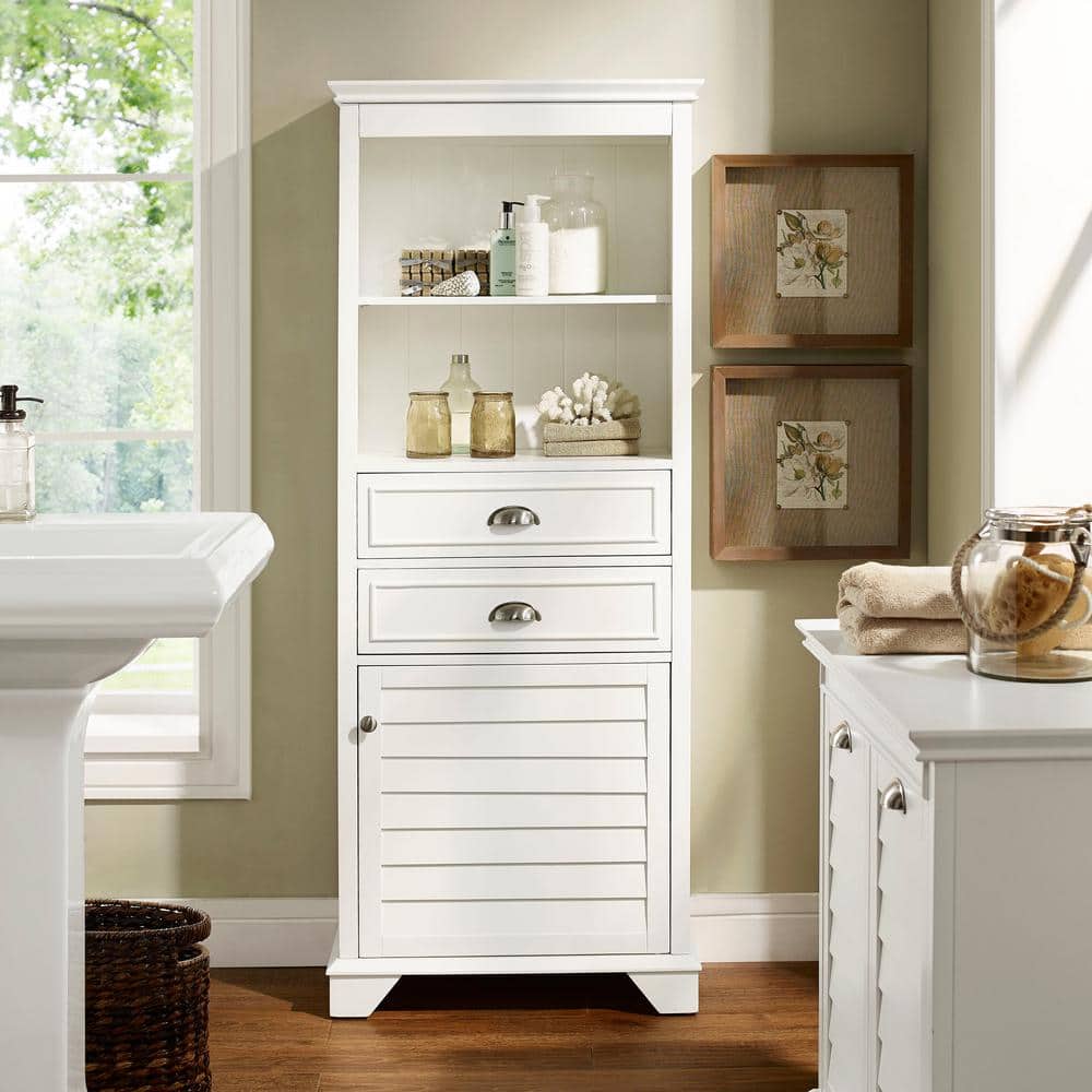 CROSLEY FURNITURE Lydia 23.5 in. W x 11.63 in. D x 60.13 in. H Linen Cabinet in White