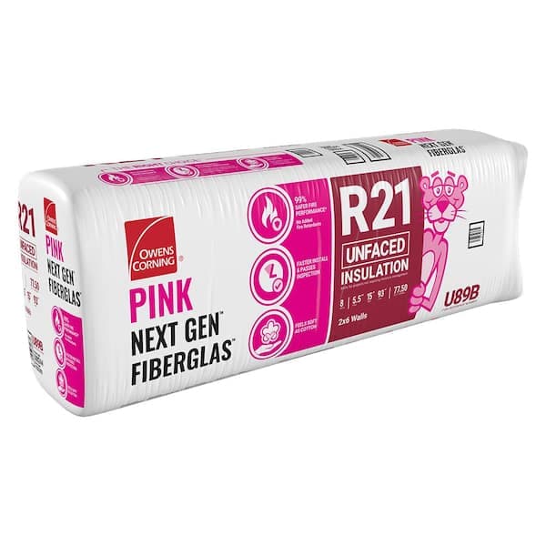 Owens Corning R-21 Unfaced Fiberglass Insulation Batt 15 in. x 93 in. (1 Bag) (2)