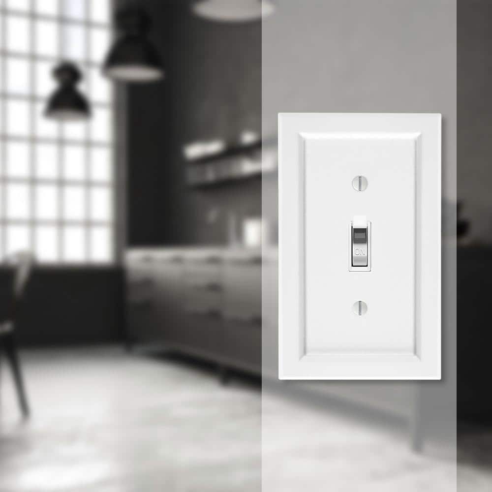 Hampton Bay Woodmore 1 Gang Toggle Wood Wall Plate - White (3)