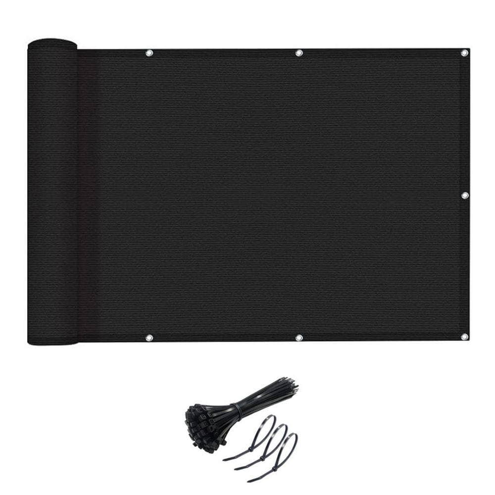 Unbranded 3 ft. x 20 ft. Balcony Privacy Screen Cover Fence, Black (1)