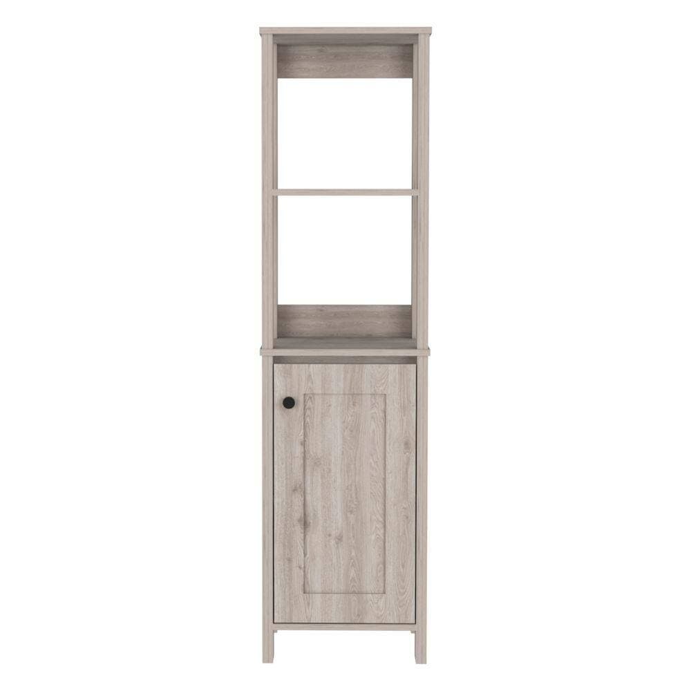 Tatahance 15.7 in. W x 15.7 in. D x 59.3 in. H Gray Linen Cabinet with 2-Interior Shelves and Open Shelves (3)