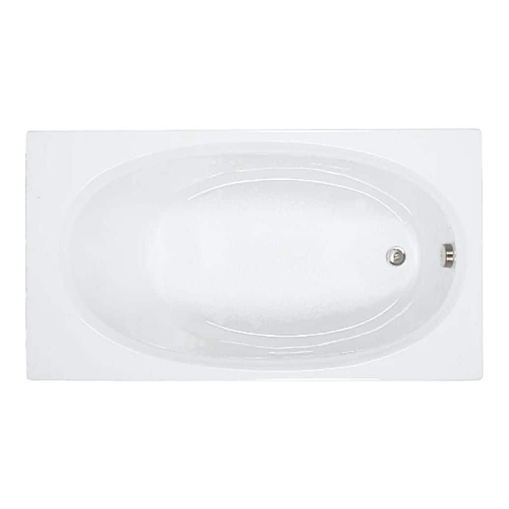 Unbranded 60 in. x 32 in. Acrylic Rectangular Drop-in Soaking Bathtub with Reversible Drain in White (2)