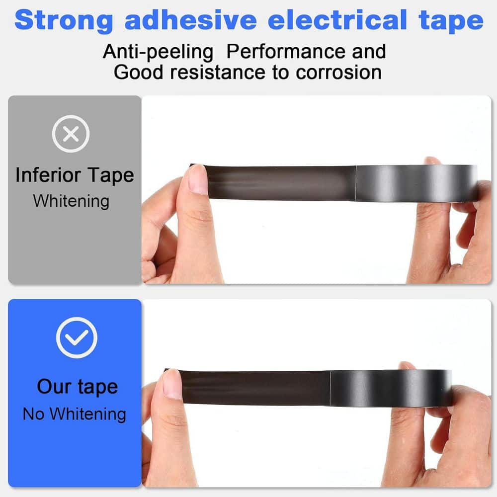 YICHUHAOXI 3/4 in. x 65 ft. Electrical Tape Black 60-Pack Waterproof Insulating Wire Wrapping for Home Outdoor Use (3)