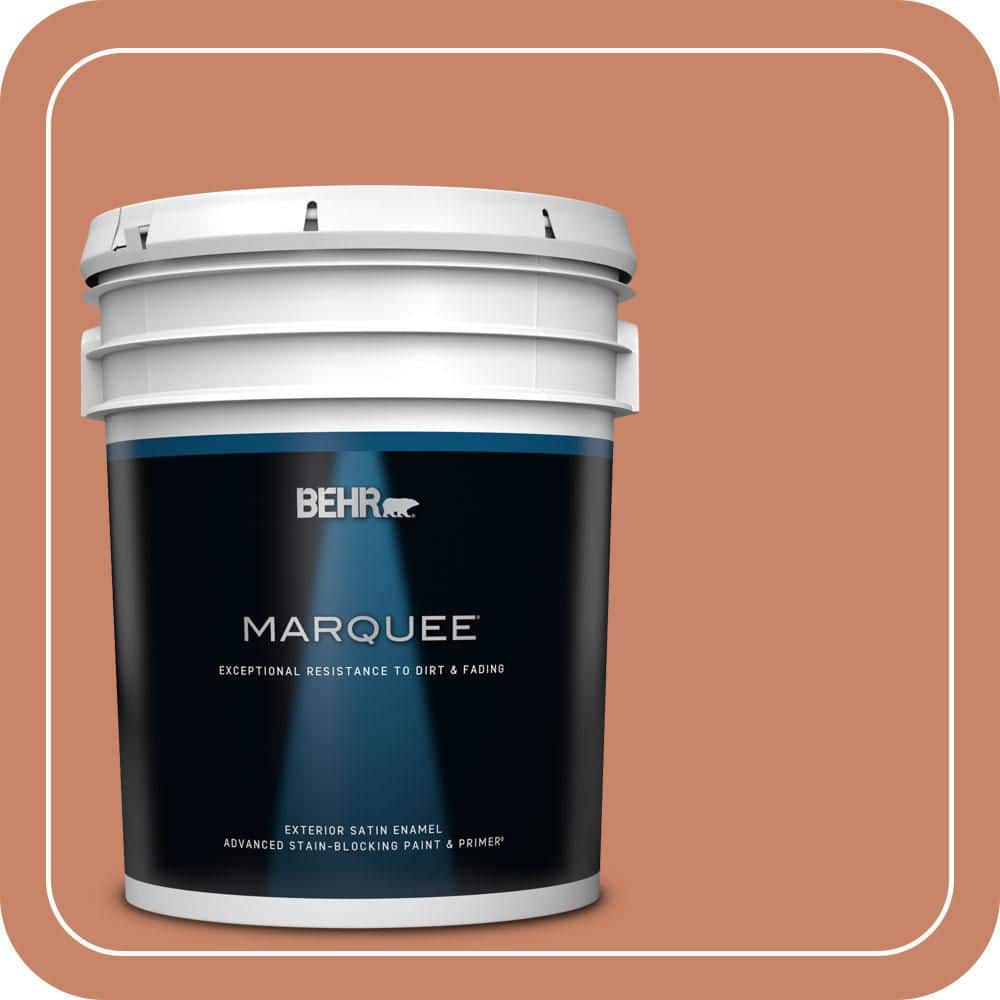 BEHR MARQUEE 5 gal. #MQ4-39 Cabana Melon Satin Enamel Exterior Paint & Primer
