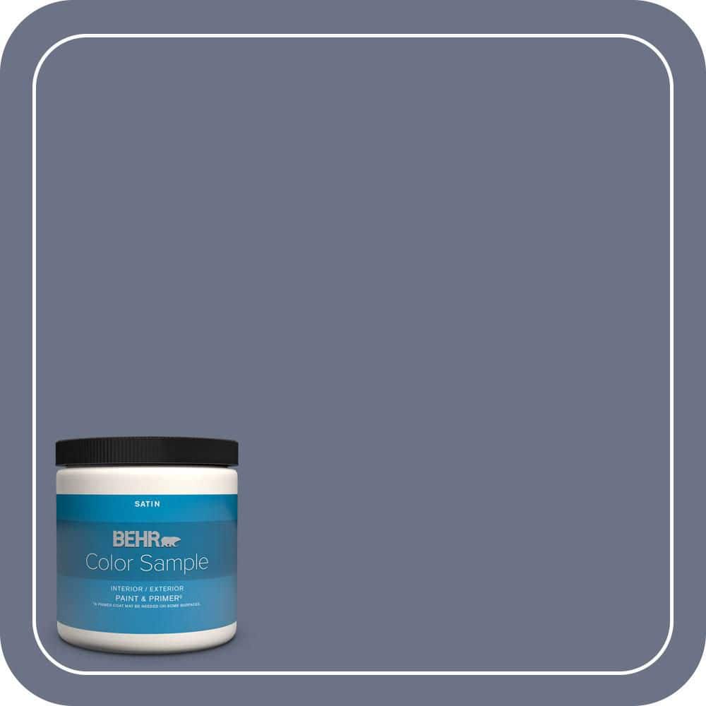 BEHR PREMIUM PLUS 8 oz. #PPU16-17 Blue Aura Satin Enamel Interior/Exterior Paint & Primer Color Sample (1)